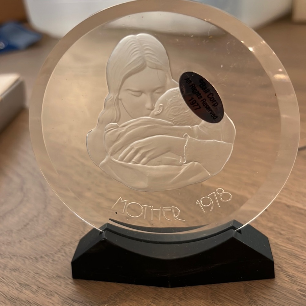 Ball Corporation limited edition 1978. Mother and Child with wooden stand.